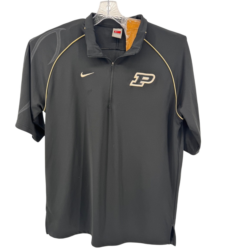 Purdue Polo Shirt Nike XL Boilermakers Team Black Gold Quarter Zip Pullover